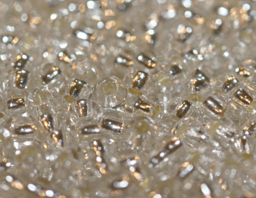 Rocailles 2,0mm " silbereinzug crystal"