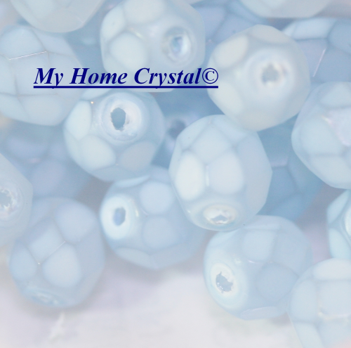 Glasschliffperle opal matt blau 6mm