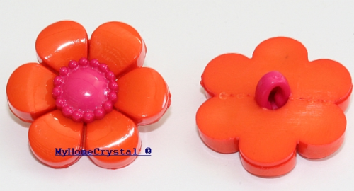 Knopf - Kamille Blüte, Pink-orange 23mm