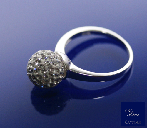 Ring Glamour Größe 60, Kristall - Kugel 10mm auf 925/35 Silber