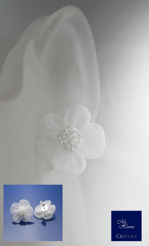 Blüten Ohrstecker, Weiss 26mm