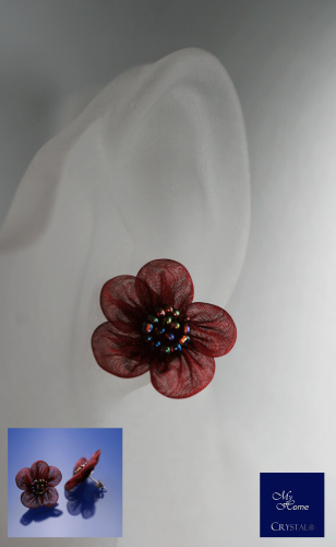 Blüten Ohrstecker, Weinrot 26mm