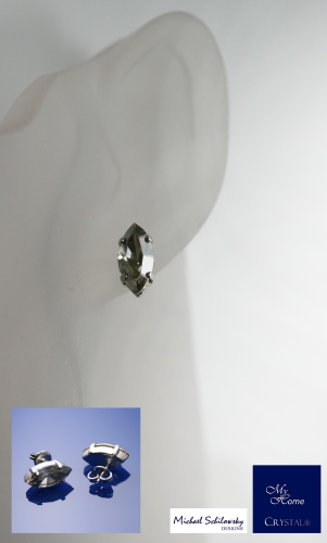Navetten Ohrstecker 15x7mm,  Crystal Silver Shade