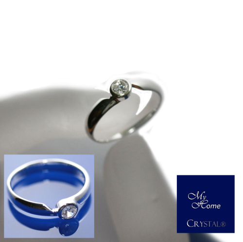 Klassik Ring mit Zirkonia  / Kristall 5mm Größe #56