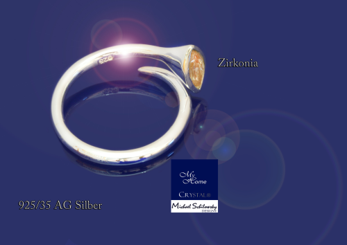 925AG Silber - Ring Navette champagner - Größe 62 (22 France)