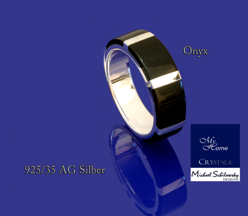 925AG Silber - Bandring mit Onyx -  #60 (20 France)