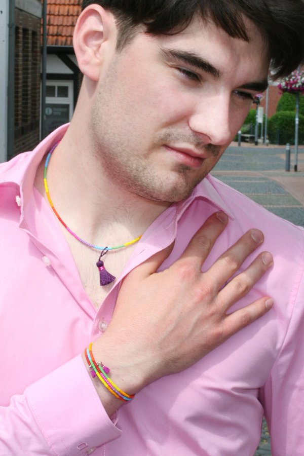 Halskette Regenbogen mit Quaste 38 - 60cm