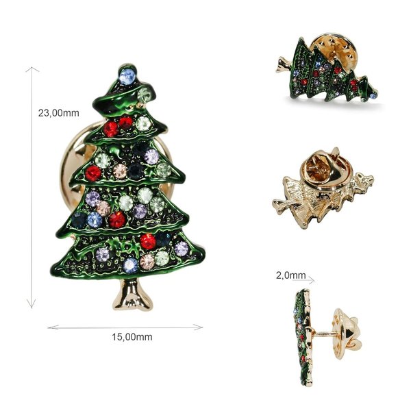 Weihnachtsbaum-Ansteckpin mit Austrian Crystal Beads veredelt