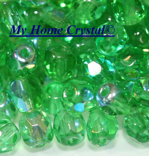 Glasschliffperle bed. emerald AB 4mm