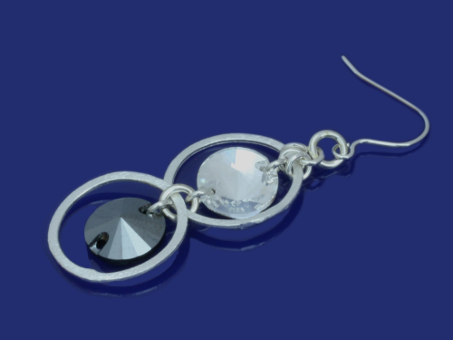 Ohrhänger 925/35 Silber DIVA Hematite / Crystal