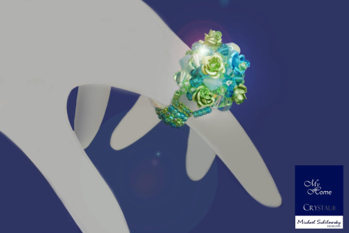 Flower Ball Glamour Ring, Peridot- Türkis