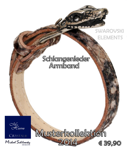 Schlangenkopf / Schlangenleder Armband 19cm "braun"