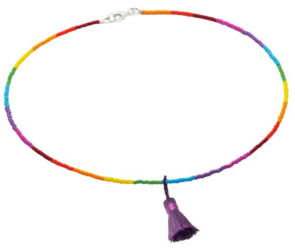Halskette Regenbogen mit Quaste 38 - 60cm