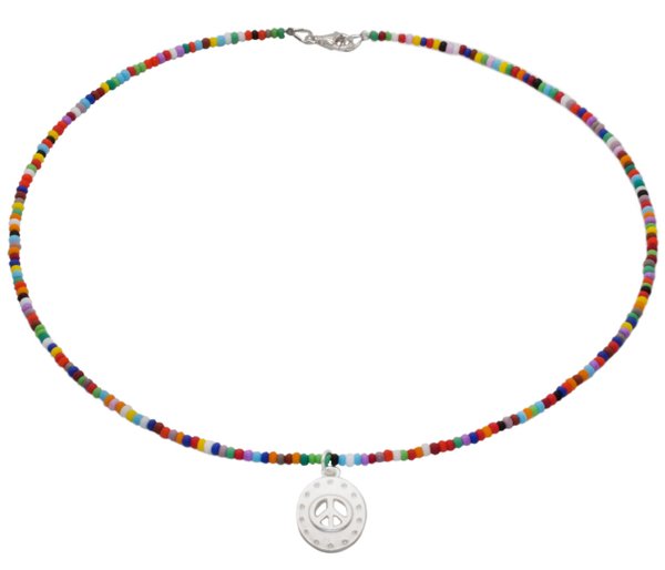Halskette Multicolore mit Peace 38 - 60cm